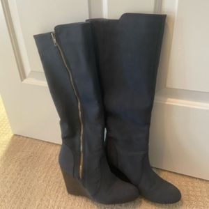 Knee high suede wedge boots size 7